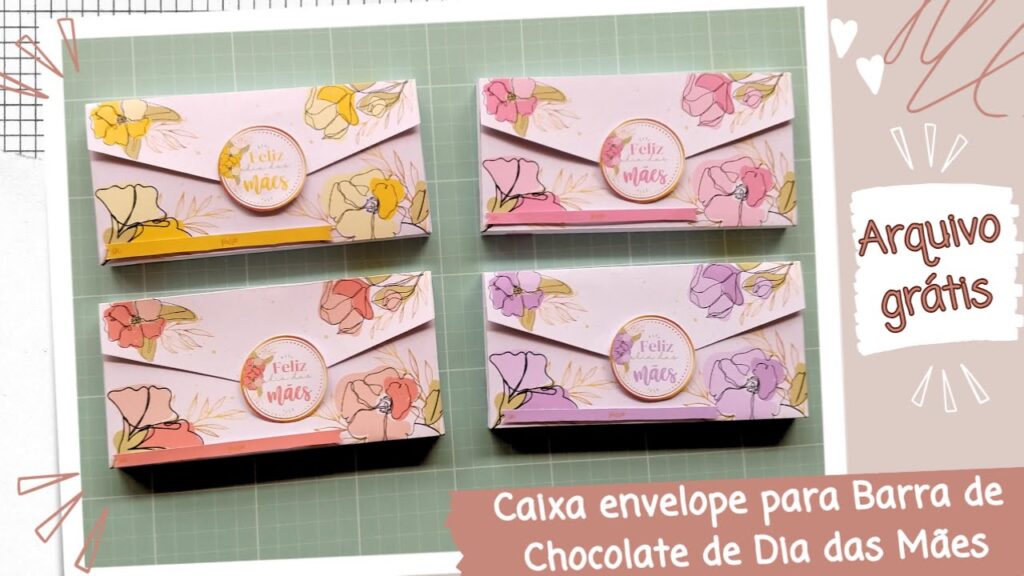 Caixa Envelope para Barra de Chocolate – Dia das Mães