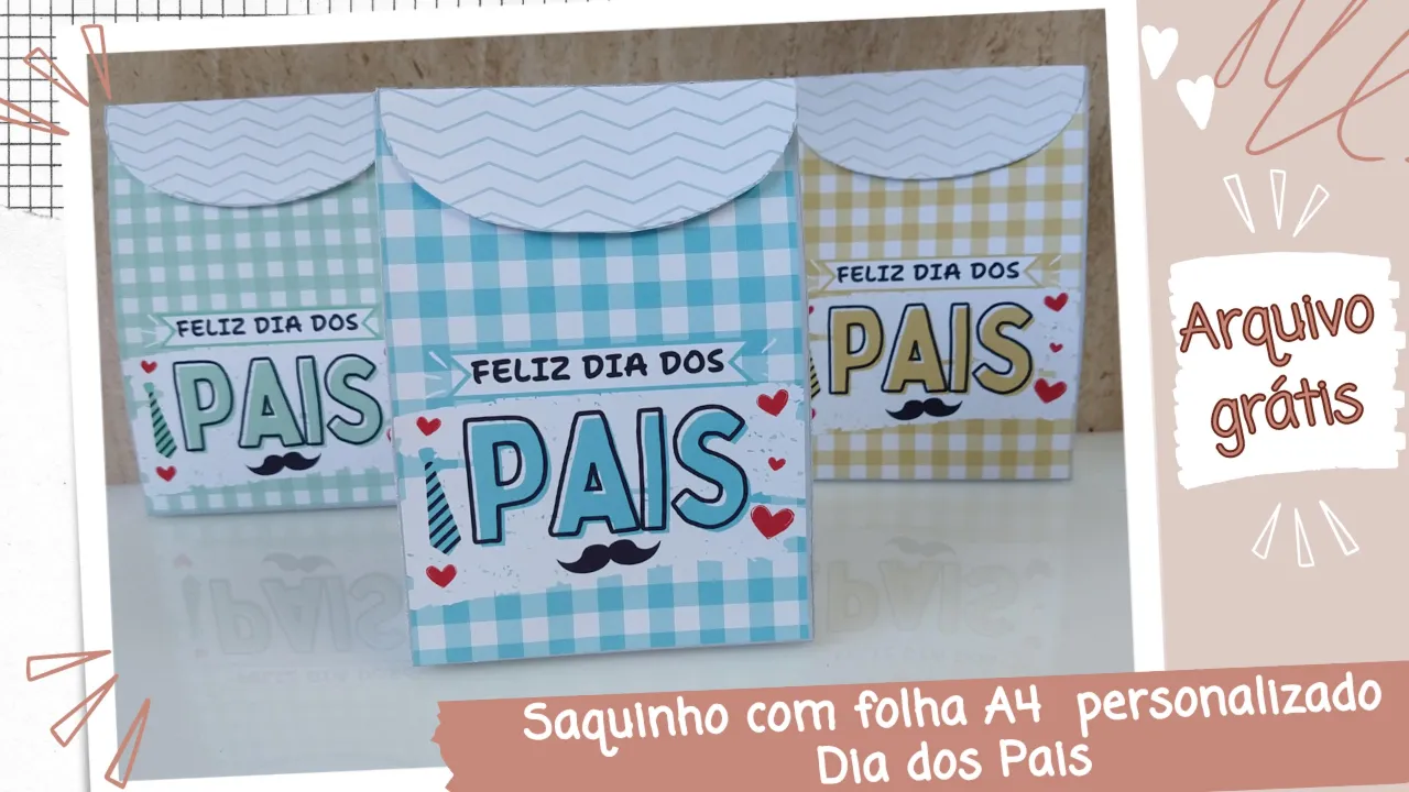 Saquinho com Folha A4 Personalizada para o Dia dos Pais