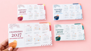 Calendário de Mesa 2027 para Imprimir | Coleção Florescer